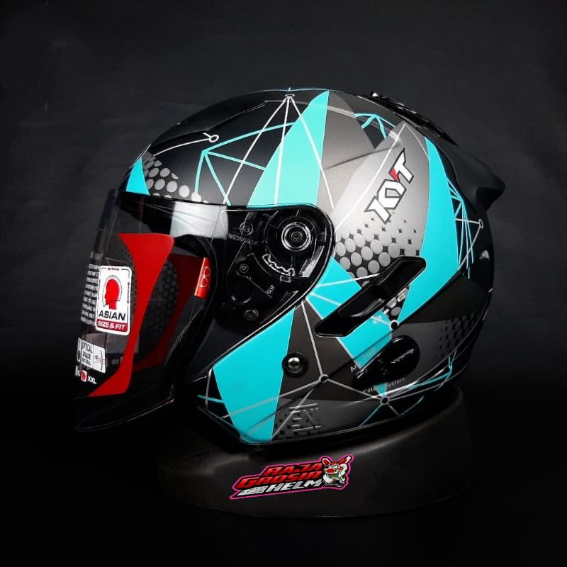 HELM KYT GALAXY FLAT R MATRIX BLUE AQUA HELM DOUBLE VISOR KYT GALAXY FLAT VISOR KYT GALAXY BIRU
