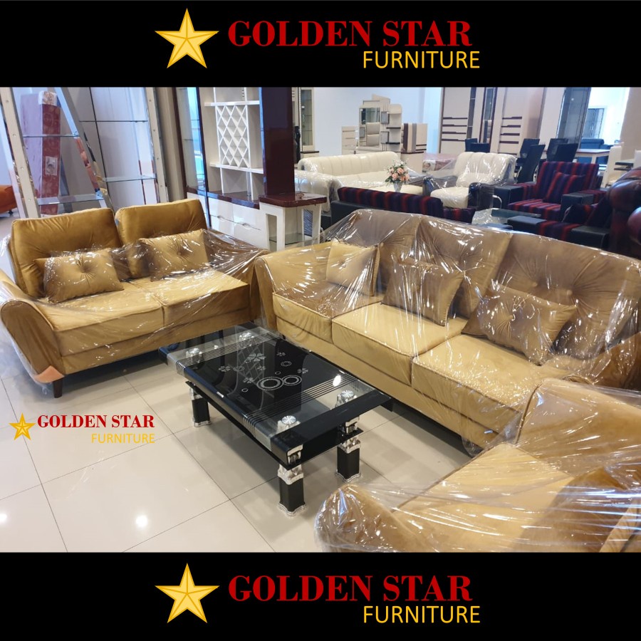 Sofa Kursi Tamu Minimalis Scandinavian Kain Beludru / Bludru 321 Gold