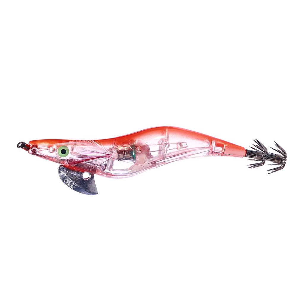 Hengjia 5pcs 3.5 Inch# Umpan Pancing Bentuk Udang Cumi-Cumi Dengan Lampu LED Ukuran 12.8cm 21g