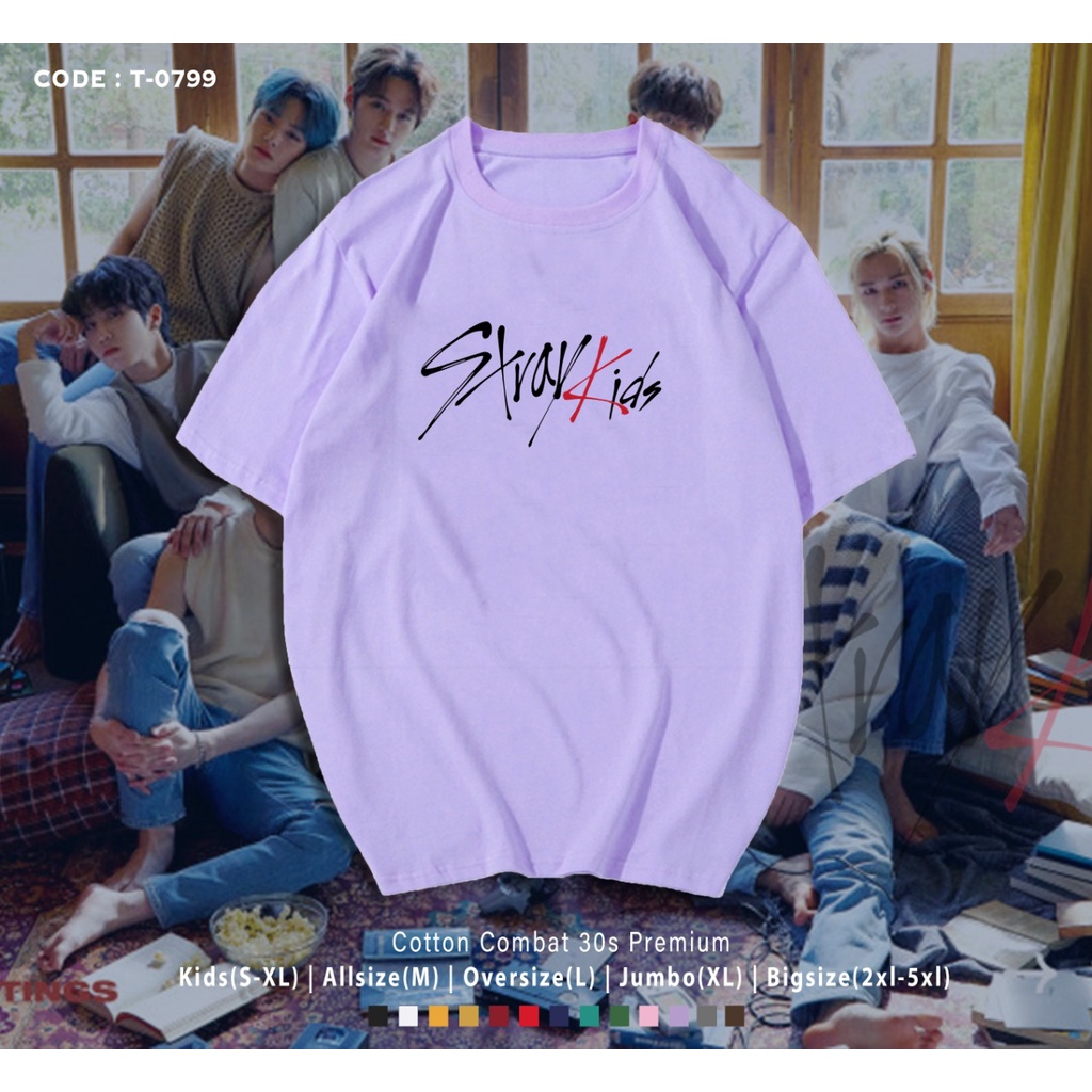 KAOS STRAY KIDS FONT / T-SHIRT / K-POP / CUSTOM 100% REAL PICTURE BAHAN ADEM / STAY INDO