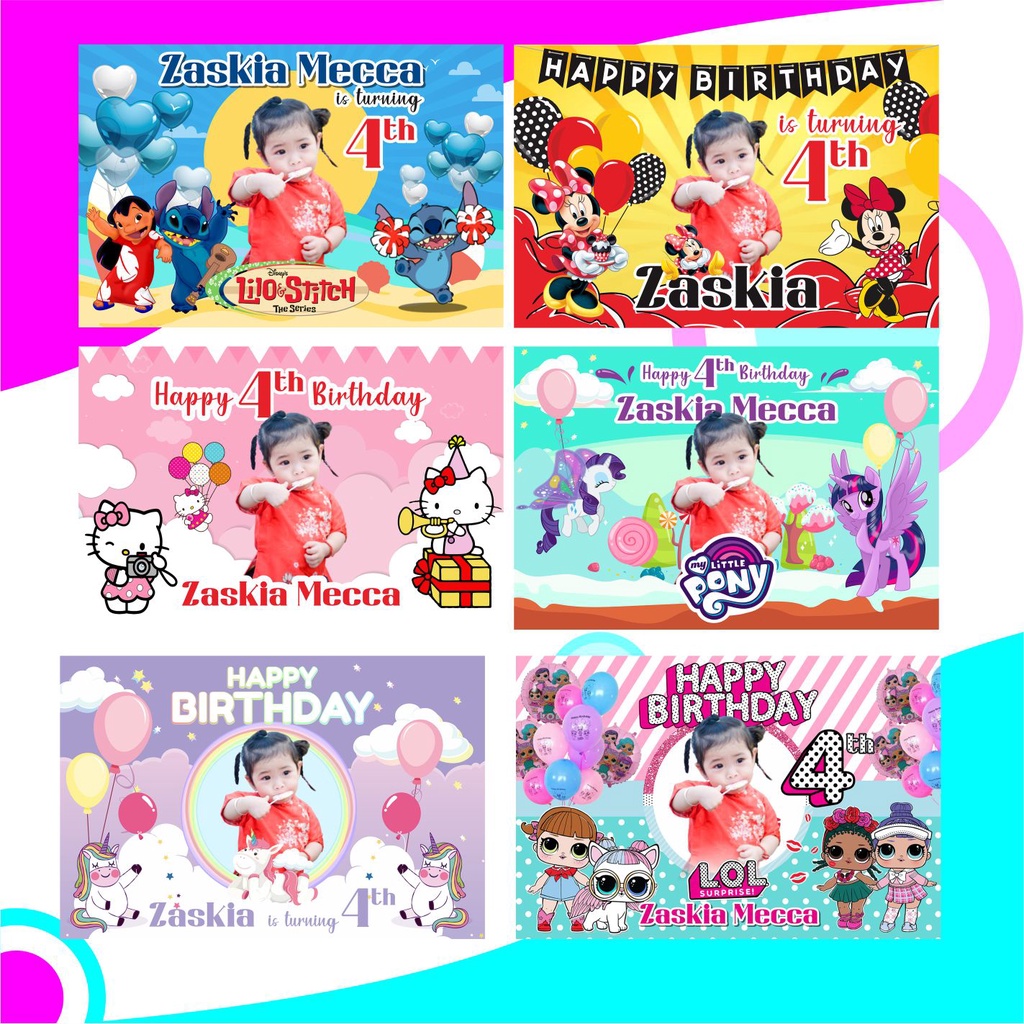 

BANNER ULANG TAHUN ANAK / SPANDUK ULANG TAHUN / SPANDUK SUKURAN / BACKDROUP ULANG TAHUN