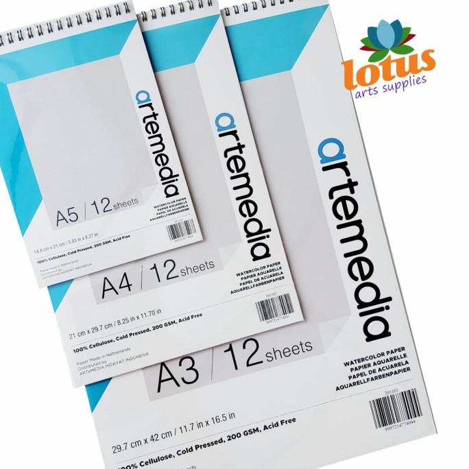 

Artemedia Watercolor Book A4 Wirebound Sketchbook 200Gsm 12Sheets