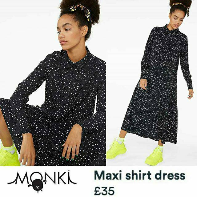 Monki maxi polkadot shirt dress