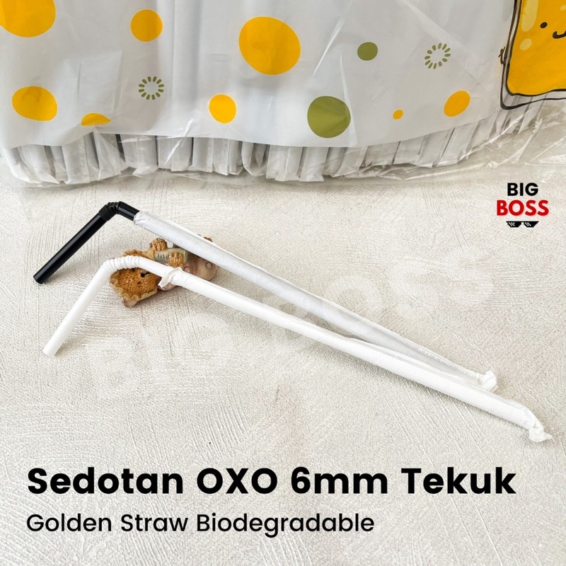 Sedotan Fleksibel Tekuk Steril 6mm Hitam Putih Higienis / Plastik Wrapping Paper / Sedotan Plastik Restoran / Sedotan Plastik Steril