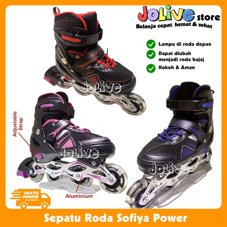 Sepatu Roda Anak Inline Skate Sofiya Power Lampu Bajaj