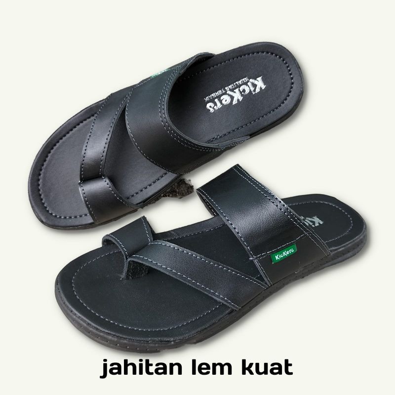 sandal kulit pria/ sandal jepit kulit/ sandal santai kasual/ COD bayar ditempat