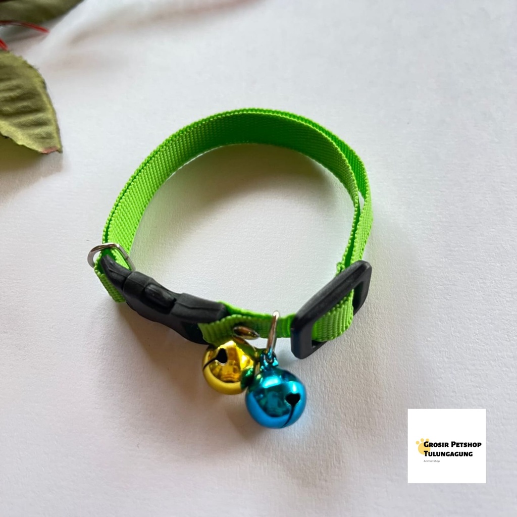 Kalung kucing 2 lonceng Polos 10ml bahan tebal