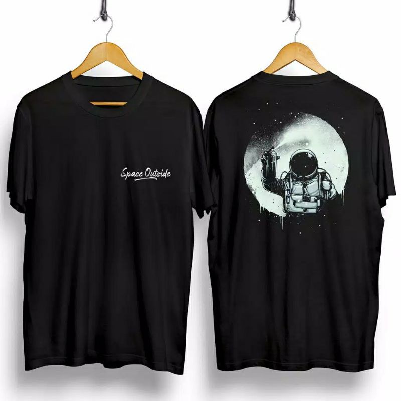 Fourfashion Kaos Pria Kaos Distro SPACE OUTSIDE Black CN784