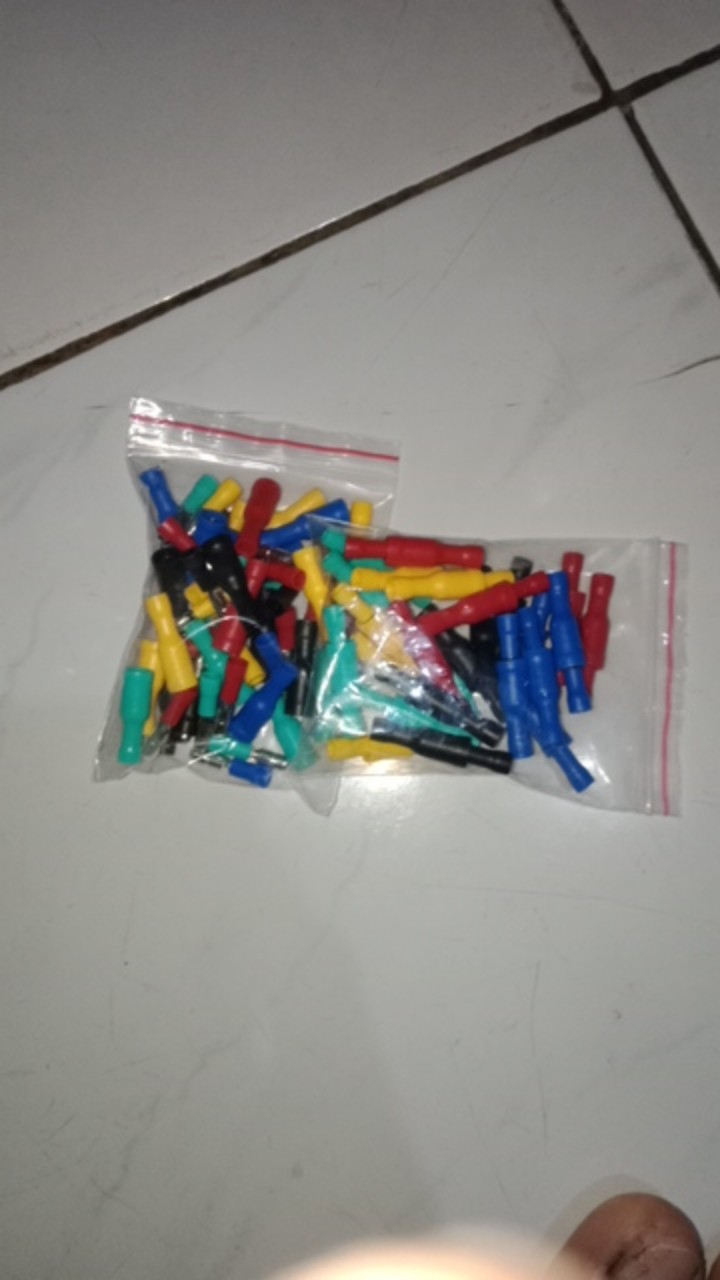 50pcs = 25pcs Male + 25pcs Female  Insulated Connector Crimp Bullet Terminal Untuk 22 ~ 16 Awg Wiring