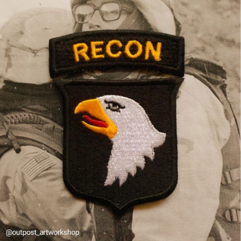 Patch 101st Airborne Division Recon Tab US Army Emblem Bordir Military