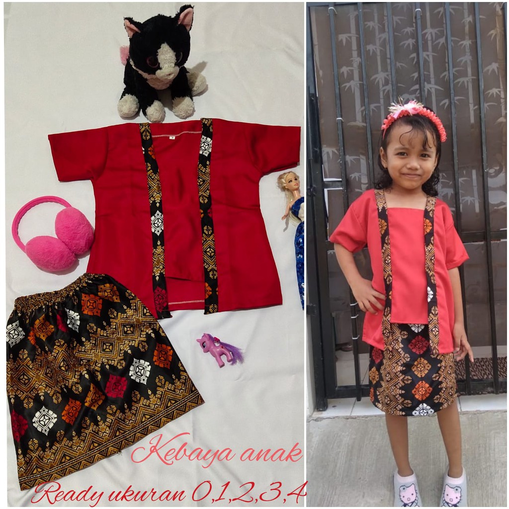 SB Collection Stelan Kebaya Galfin Kartini KutuBaru Dan Rok Midi Batik Anak Perempuan