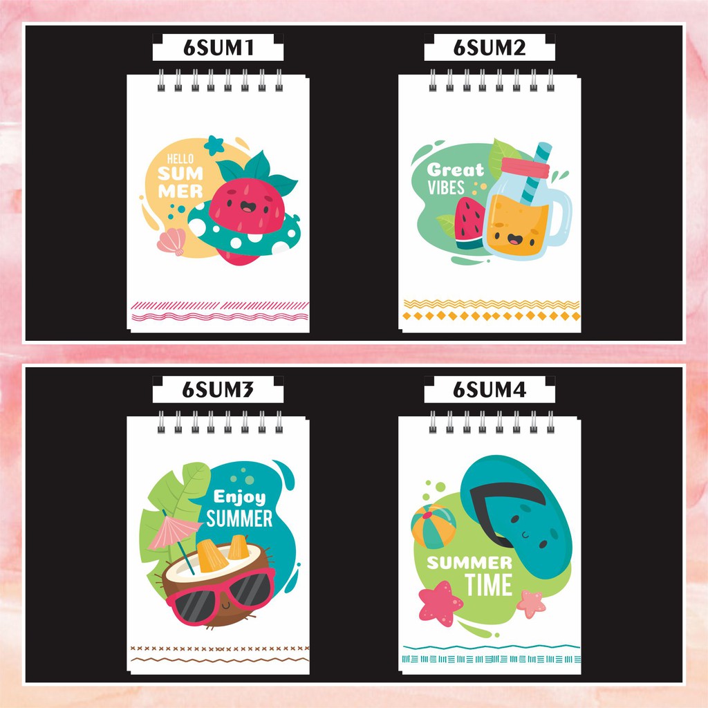 

Notebook A6 / Ring Note Cute Summer / Musim Panas Spiral Murah Lucu