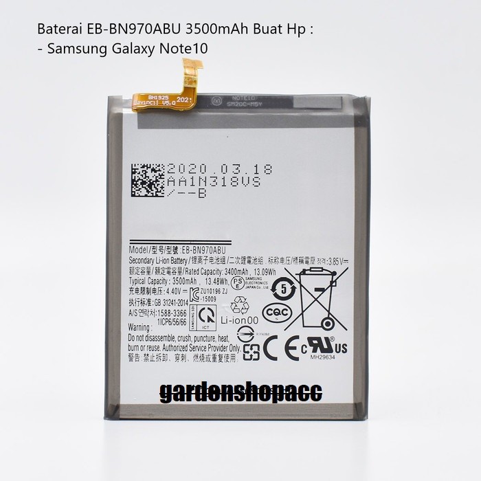 Baterai note 10 EB-BN970ABU Buat Handphone Samsung Galaxy Note10 original 100