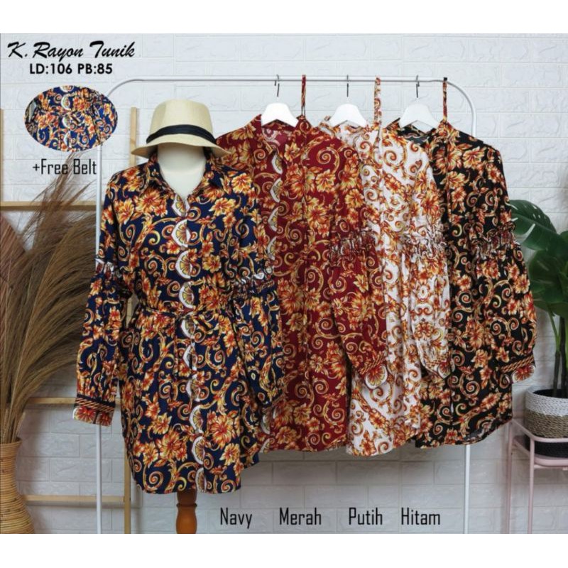 JF5480 Tunik Kemeja Rayon motif Sultan