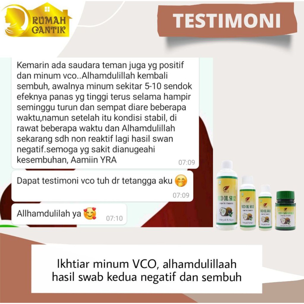 VCO Virgin Coconut Oil SR12 Minyak Kelapa Murni Booster Suplemen Kesehatan Anti Virus Corona BPOM