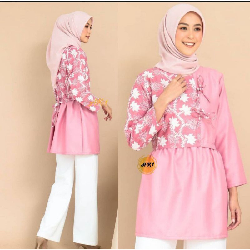 tey-17 Batik wanita ASJ SA HRB026 Kenongo Kemeja Tosca Pendek-10