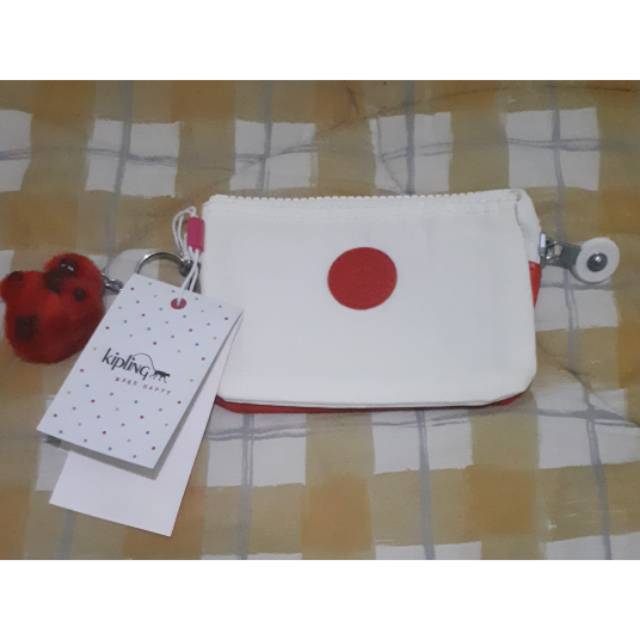 Dompet kecil kipling putih-merah ori