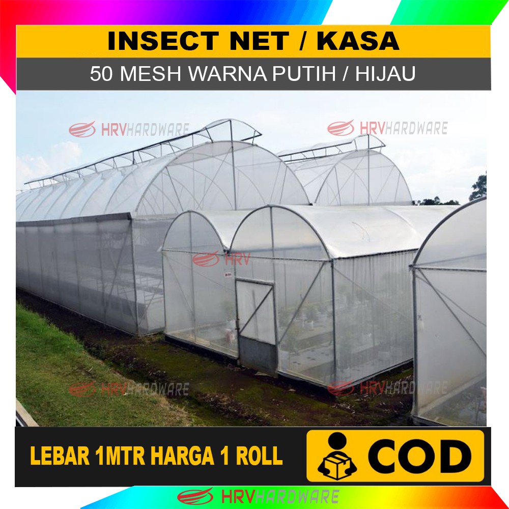 Insect Screen Net SAFETY NET HIJAU dan PUTIH 1 Roll Mesh Kasa Anti Nyamuk dan Hama Serangga Greenhouse