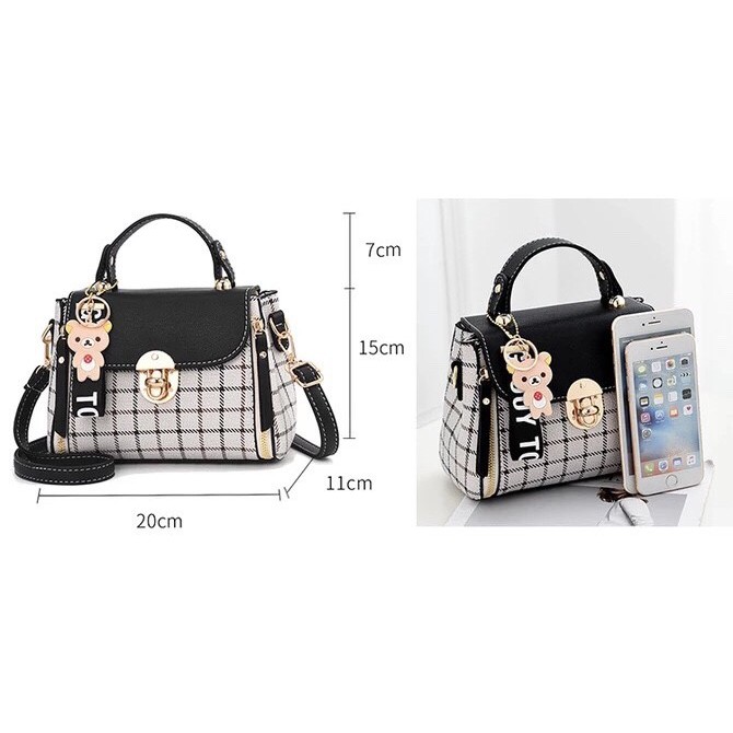 BJ1200 - Black/Brown/Gray/Green/Pink/Red - TAS SLEMPANG KOREA IMPORT FASHION WANITA MOTIF KOTAK TERMURAH TERLARIS TERBARU FREE GANTUNGAN TAS BATAM BAGSTORE JAKARTA KPC8650 VC85758 LT1275 BQ2046 ZC3870 EL200 JT387 CR7041 GT1361