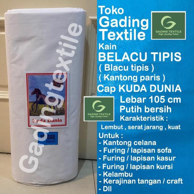 Banting Harga Kain Blacu Belacu Tipis Putih Lb 105 Cm Per Roll Bahan Craft Kantong - Putih Bersih, 1