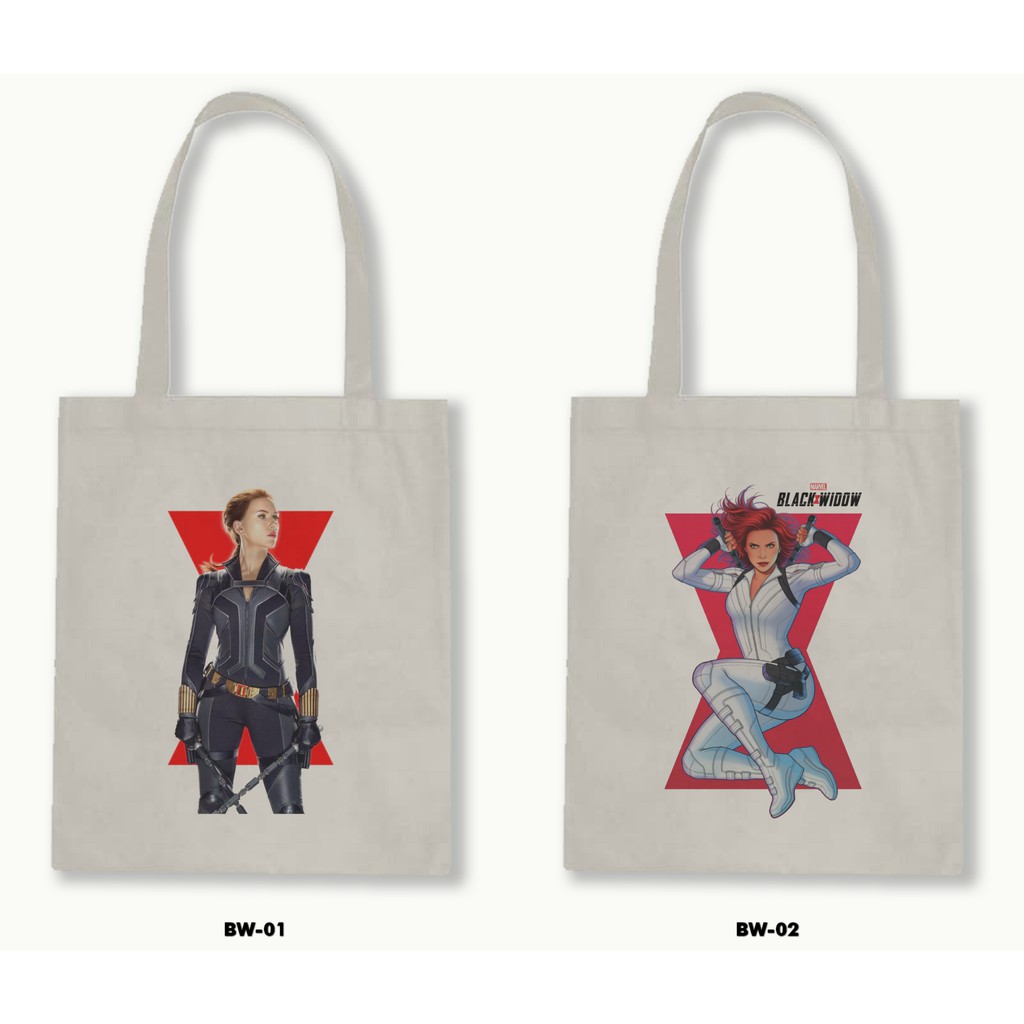 Tas Tote Bag Resleting Kanvas/Blacu  - Black Widow
