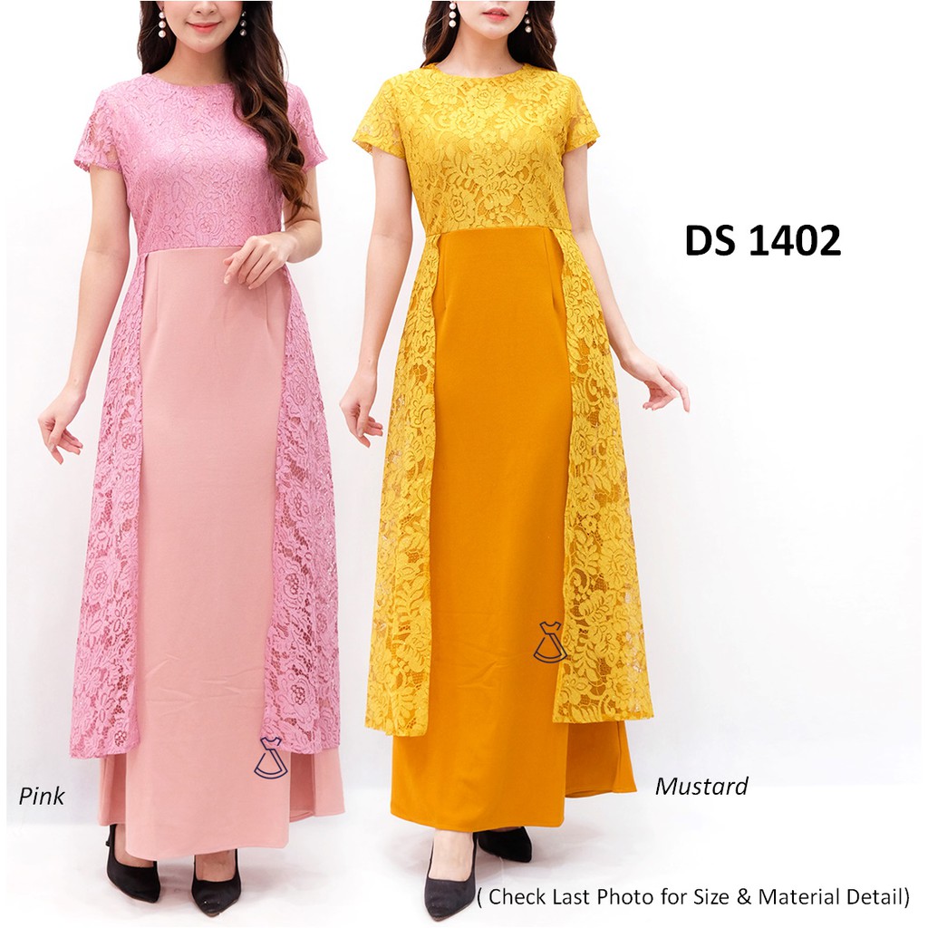 DS1402 - DRESS MAXI BRUKAT PREMIUM  DRESS PESTA WANITA LACE LONG DRESS