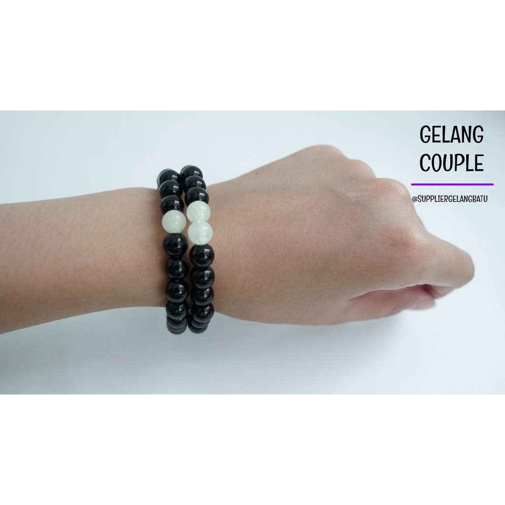 gelang batu FOSFOR BLACK ONYX pasangan distance bracelet couple akik