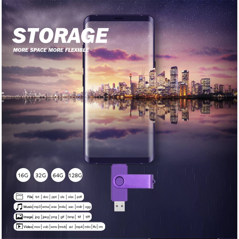 Flashdisk USB OTG High Speed Kapasitas 64GB Bahan Logam