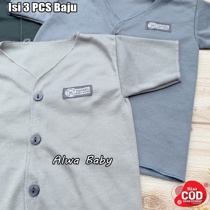 3 PCS Baju Bayi Baru Lahir Lengan Pendek Seri Abu Almeera Baby and Kids