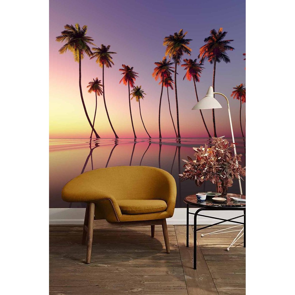 3D WALLPAPER CUSTOM WALLBANNER DINDING Pemandangan Pesisir 3D, Wallpaper pohon Kelapa
