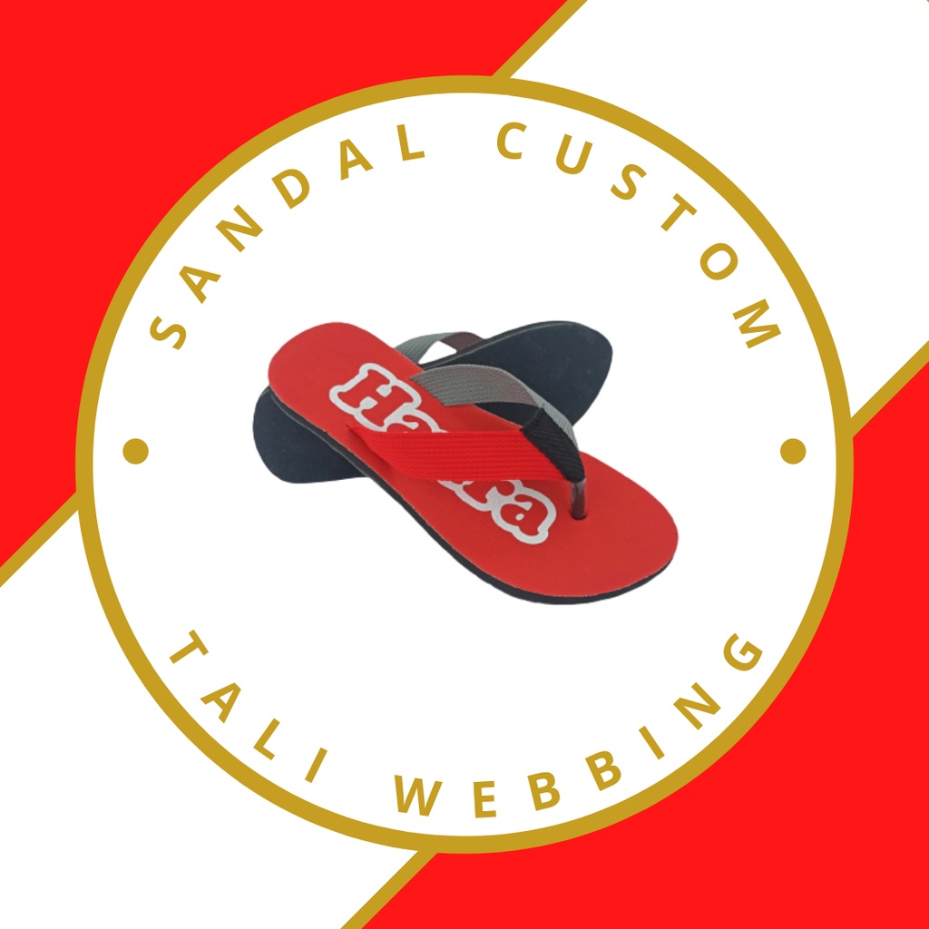 Sandal Jepit Custom Nama Tali Webbing Merah Editions