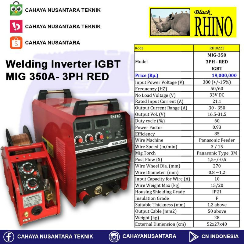 Jual Mesin Las Inverter Mig A Rhino Phase Shopee Indonesia