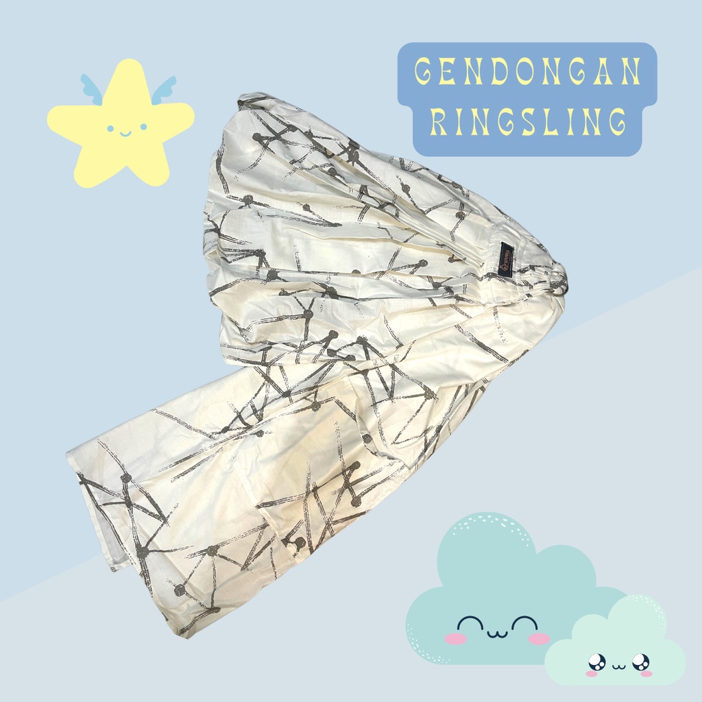 GENDONGAN BAYI RINGSLING / RING SLING MOTIF ASTROLO WHITE