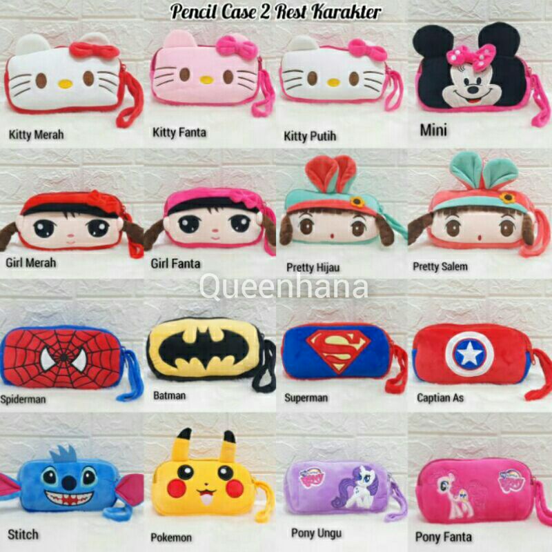 PENCIL CASE 2RESLETING / TEMPAT PENCIL KARAKTER / TEMPAT PENCIL BONEKA