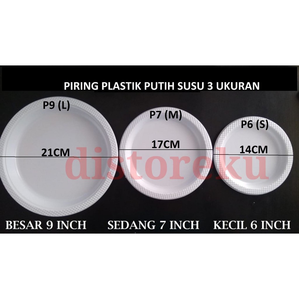 ISI 50PCS Piring Plastik BESAR Putih Susu P9 Plate makan kue ultah LARGE