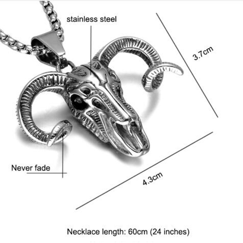 Kalung Rantai Liontin Tengkorak Bahan Titanium Steel Warna Silver Gaya Gothic untuk Pria / Wanita