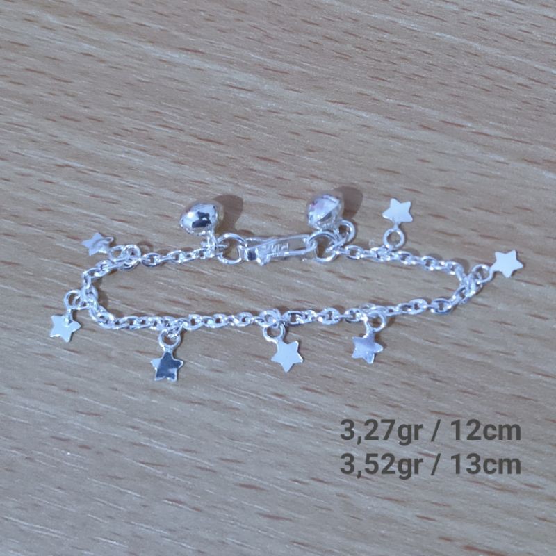 Gelang Anak Perak Murni Asli Model Rantai Nuri Bintang Keliling (GA3GR)