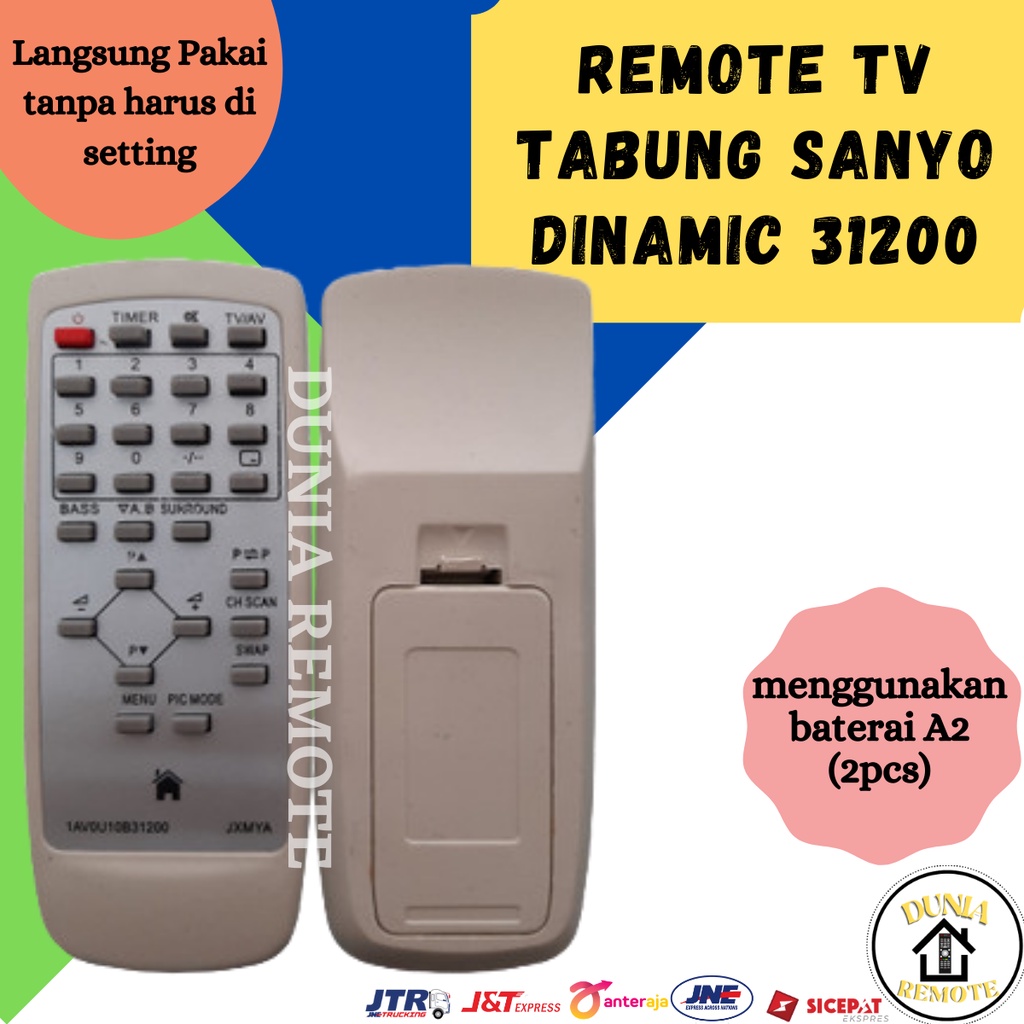 Remot / Remote Sanyo TV Tabung SLIM FLAT FUJITEC JXP , 31200 tanpa setting