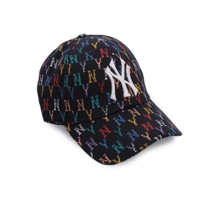 MLB New York Yankees Monogram Rainbow Structured Ball Cap - Black