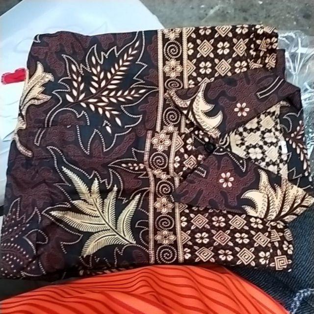 Cod Batikn Pria Lengan Panjang Size M L Xl Xxl Kemeja Batik Pria Motif Kenari Mulia Jaya Batik