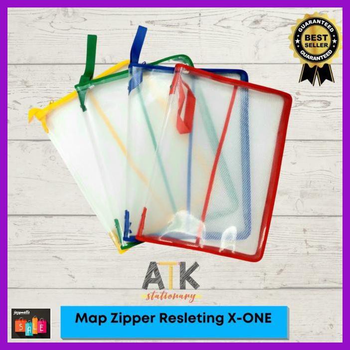 

DOCUMENTO- MAP PLASTIK RESLETING ZIPPER BAG X-ONE ATK - BIRU -ASLIII.