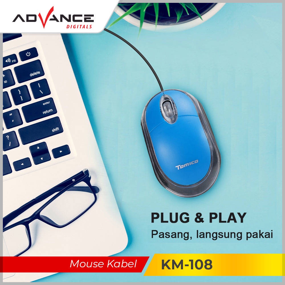 【READY STOCK】 Terima grosir Advance mouse optik KM108-Wired Mouse Original warna acak