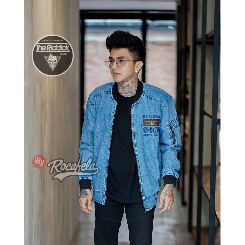 RCL - Jaket Jeans Rocafela Bordir dada / Jaket Bomber