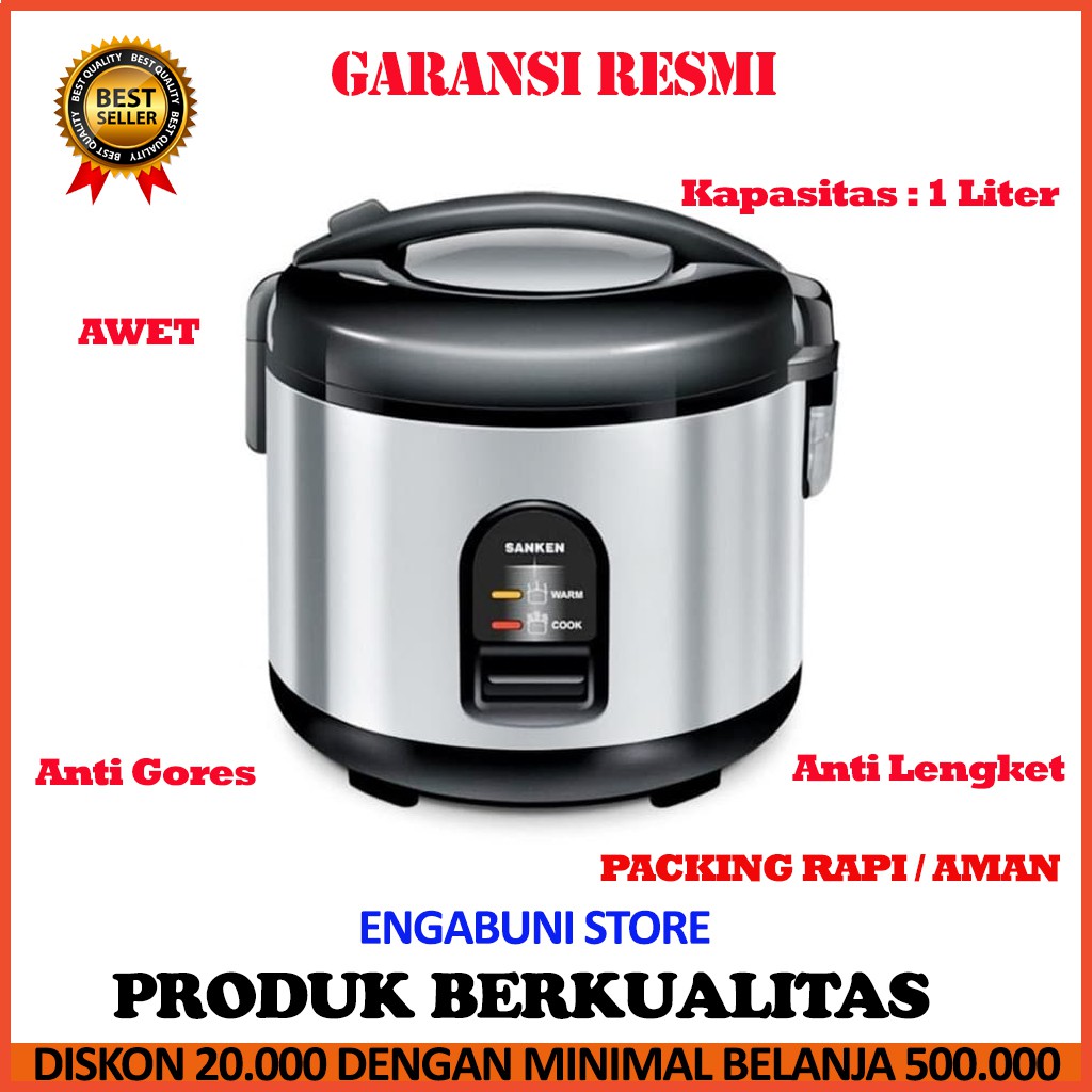 Rice Cooker SANKEN  Rice cooker Stainless 1 Liter SJ-135 Z2F0 Bergaransi Panci Stainless Steel