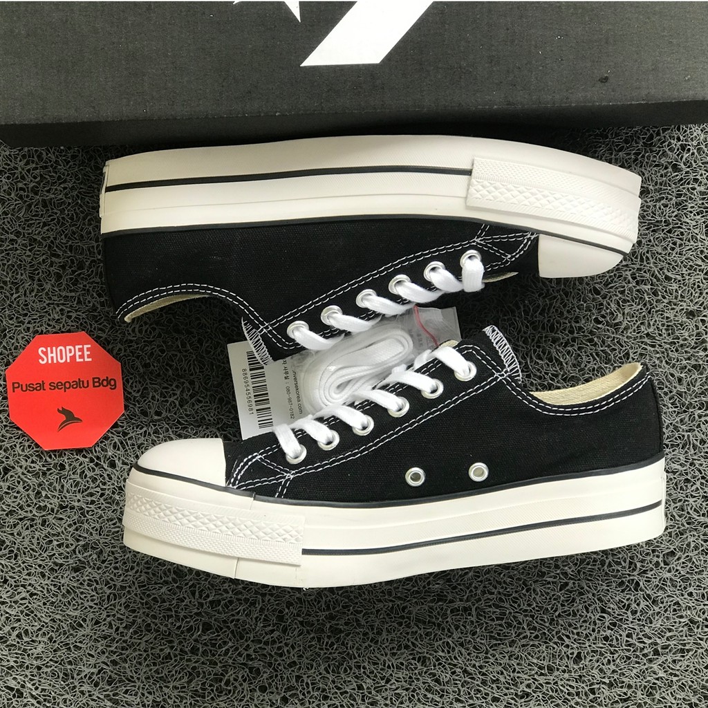 [TERIMA COD] SEPATU CONVERSE PLATFORM LOW BLACK WHITE