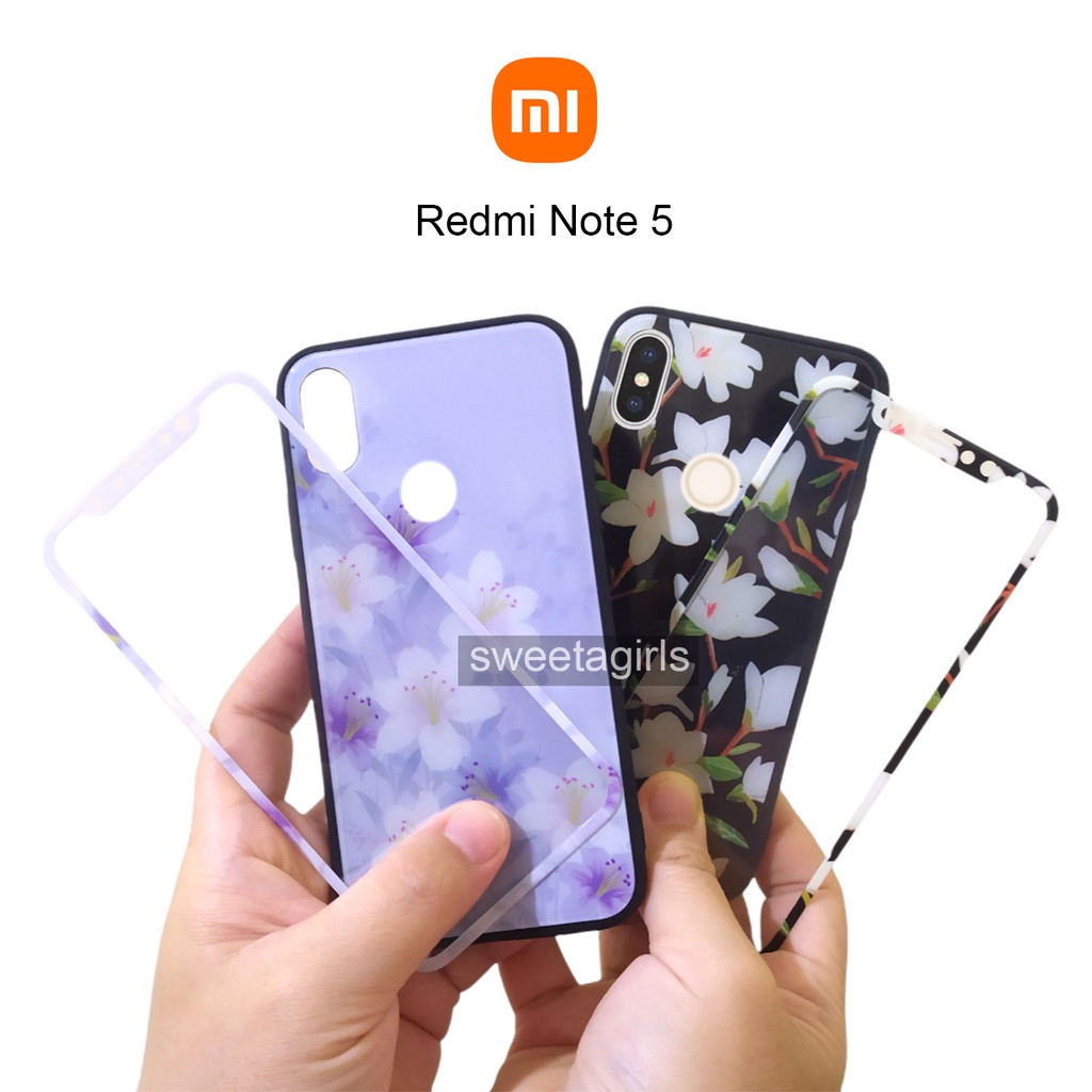 Casing Xiaomi Redmi Note 5 Premium Case Glossy Floral + Anti Gores - sweetacase.id - Motif Floral / Bunga - / COD / Casing Terbaru / Karakter Lucu / Casing Floral / Bunga / Case murah / diskon / Import / Sosialita / Kesing iPhone / Casing Bunga