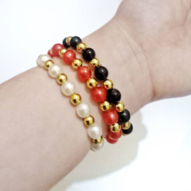 Carla Beads Elastic Bracelet Gelang Mote Elastis Golden Blaster