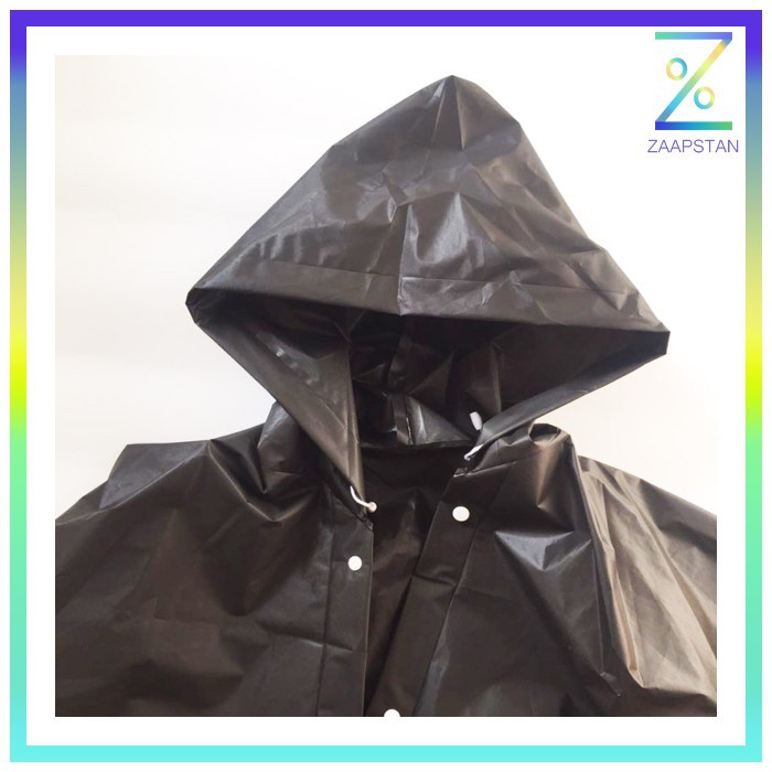 Jas Hujan Portable Raincoat Poncho with Hood - 369 - Black