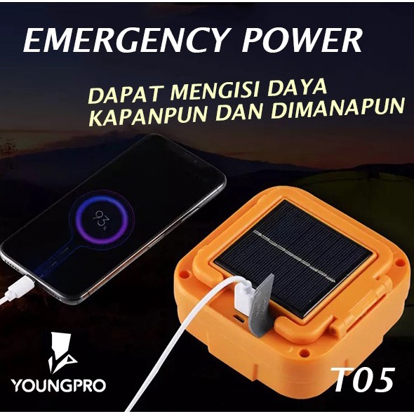 YOUNGPRO T05 LAMPU SOLAR EMERGENCY PORTABLE WORK LIGHT JOB SITE SECURITY LIGHTING