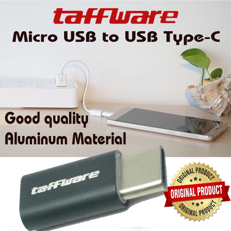 Taffware Micro USB to USB Type C Converter MicroUSB ke USB-C USB Type-C Konverter Adapter - US173 USB Type C To Micro USB Android Adapter Connector For Smart Phone Tablet Micro USB Male to Type C Female Converter